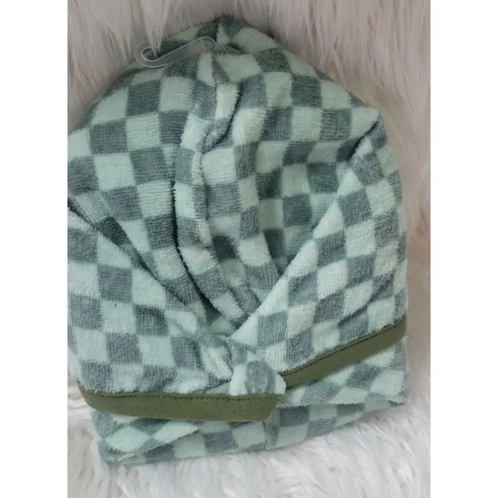 Kids' Hair Towel Green Checkered - Pillowfort™: T4956